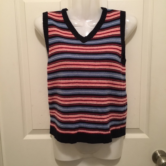 VINTAGE! ESPRIT! EUC! Striped Sweater Vest Tank S - Picture 1 of 16
